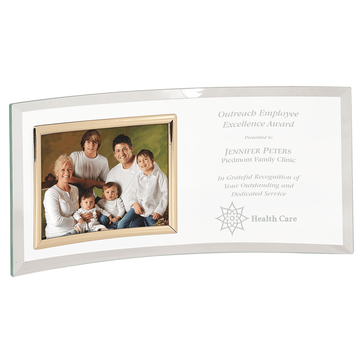 Jade Glass Crescent with Gold Horizontal 5" x 3 1/2" Frame