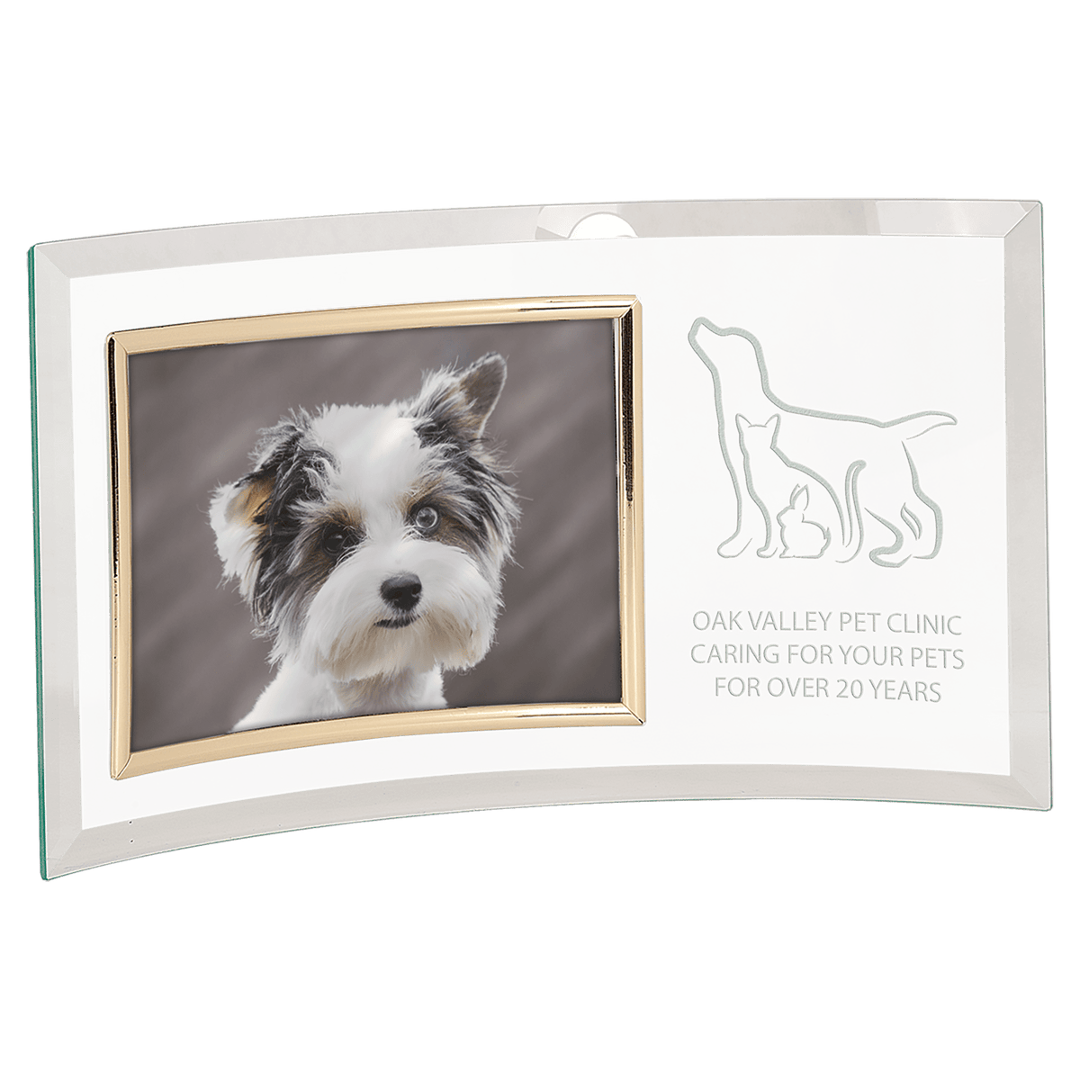 Jade Glass Crescent with Gold Horizontal 7" x 5" Frame