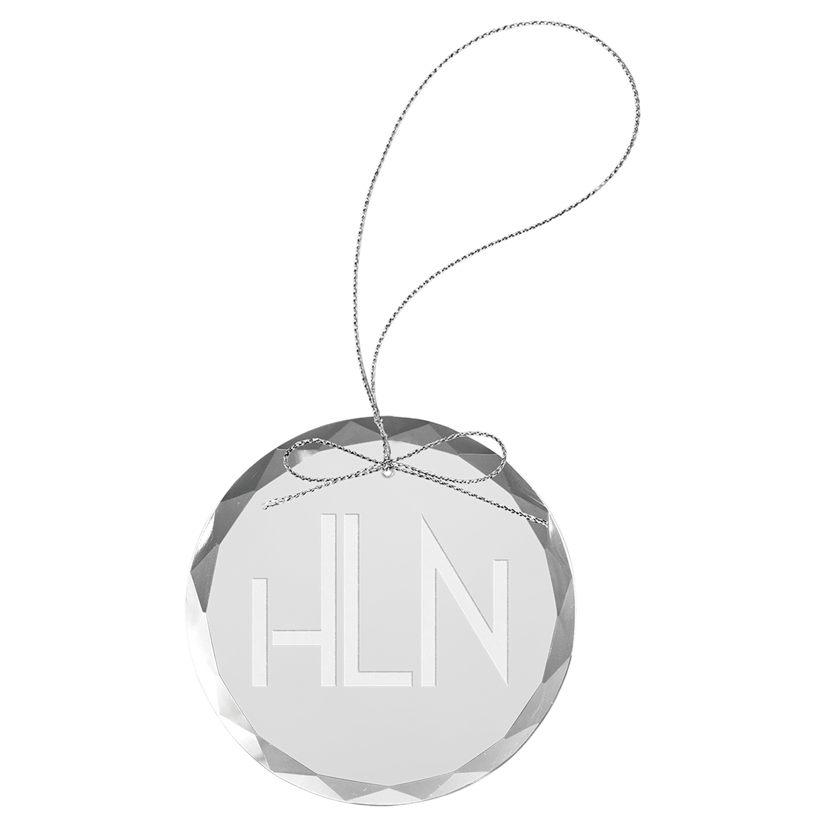 Round Clear Glass Ornament with Silver String