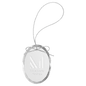 Oval Clear Glass Ornament with Silver String