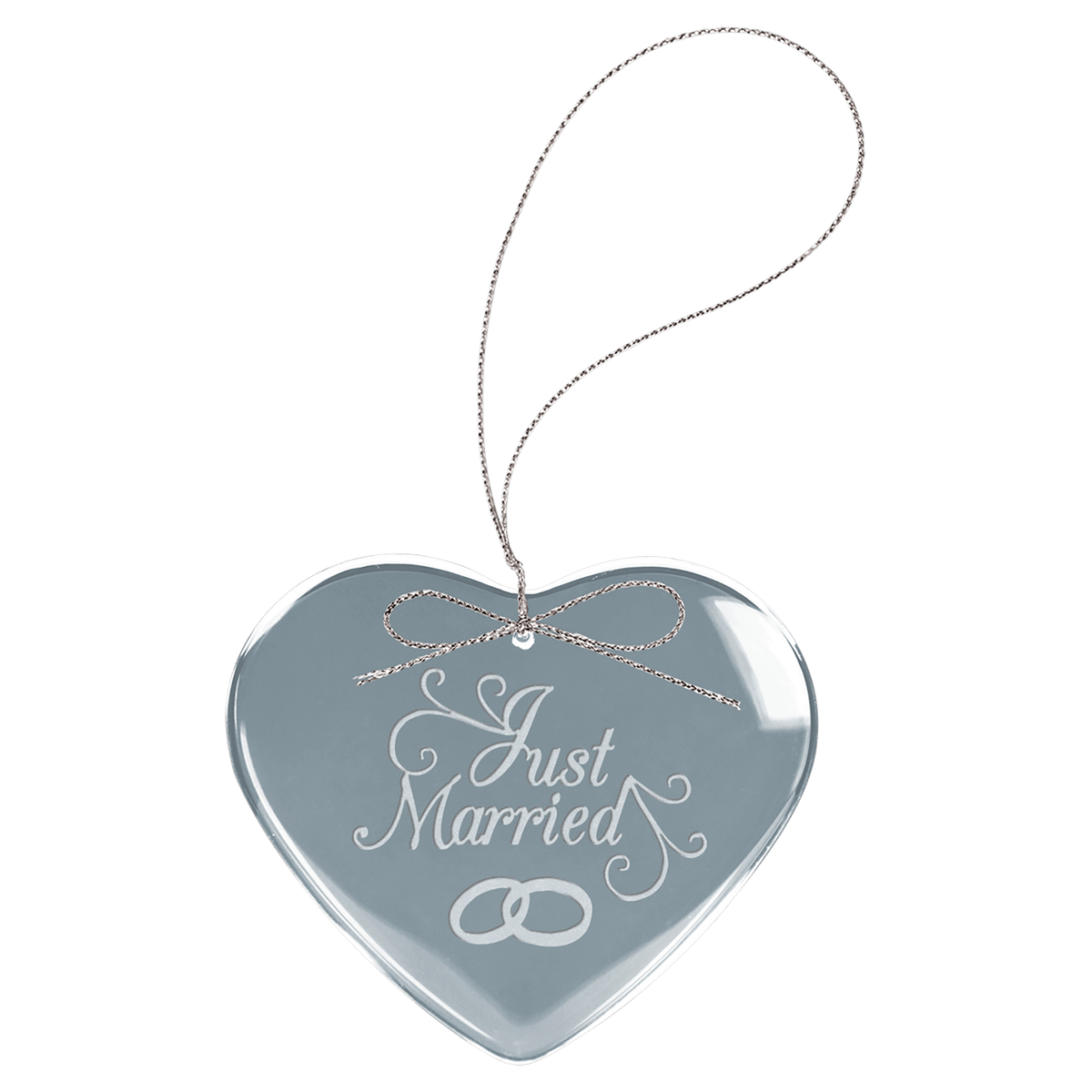 Heart Clear Glass Ornament with Silver String