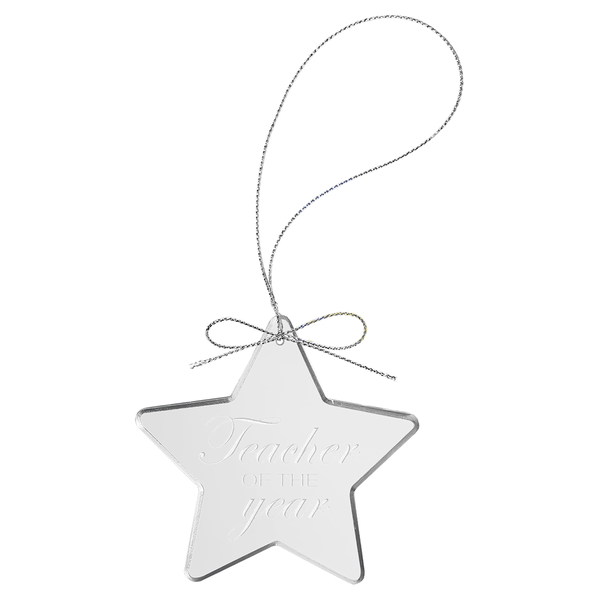 Star Clear Glass Ornament with Silver String