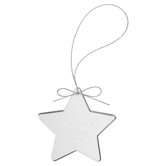 Star Clear Glass Ornament with Silver String