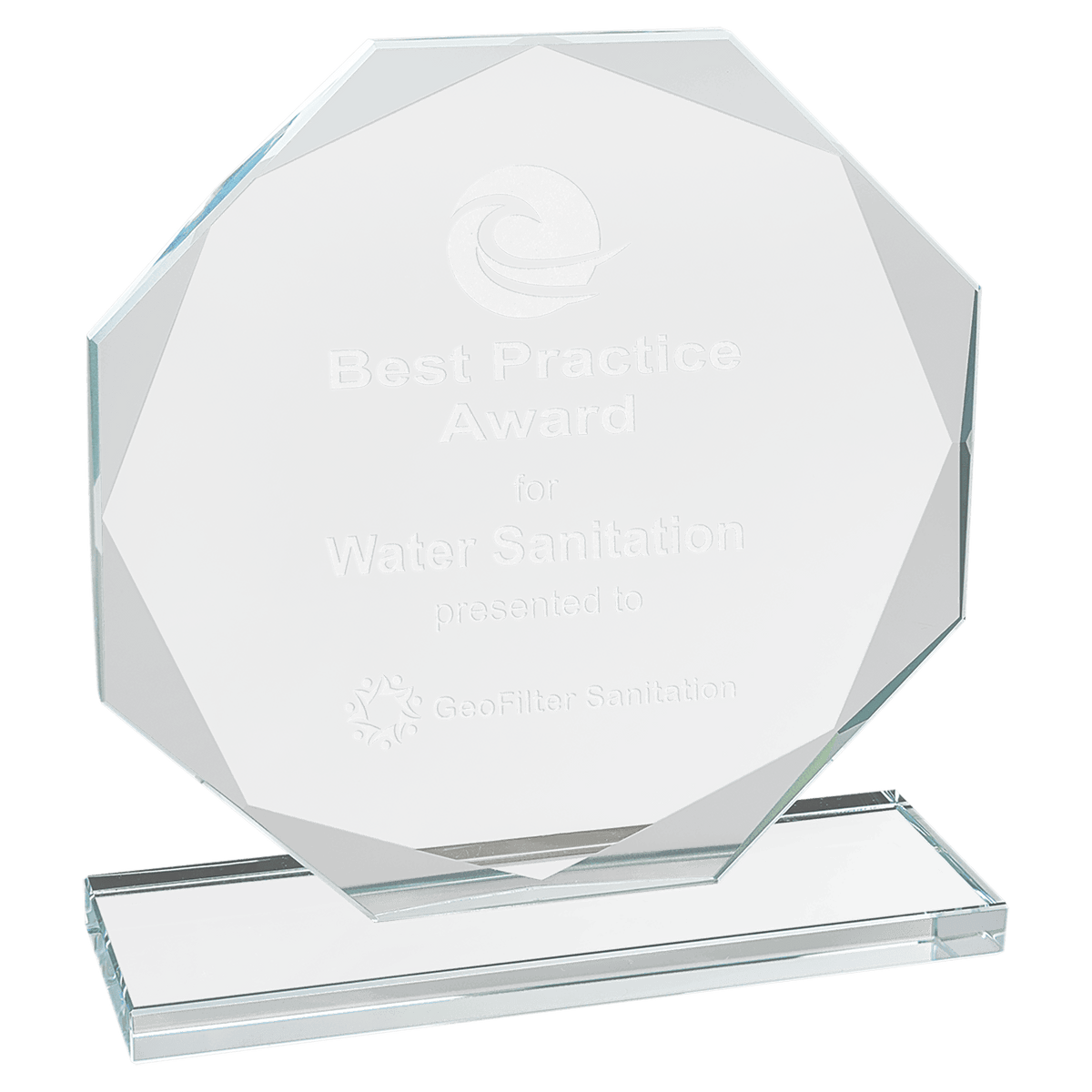 Medium Octagon Clear Glass Award