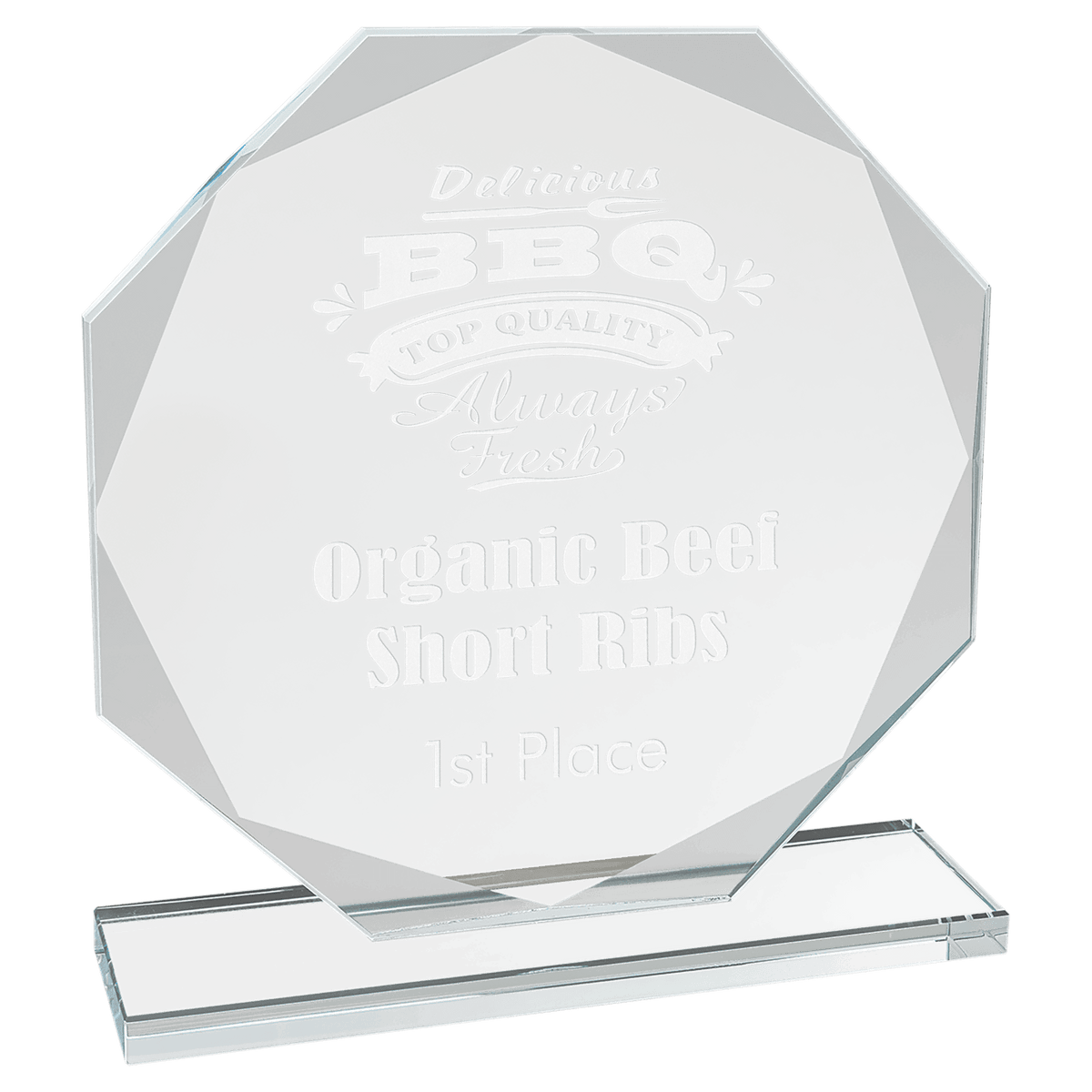 Large Octagon Clear Glass Award