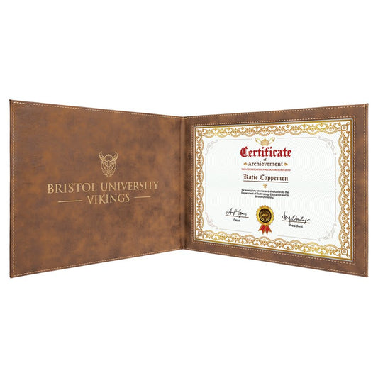 Rustic/Gold Leatherette Certificate Holder for 8 1/2" x 11" Certificate
