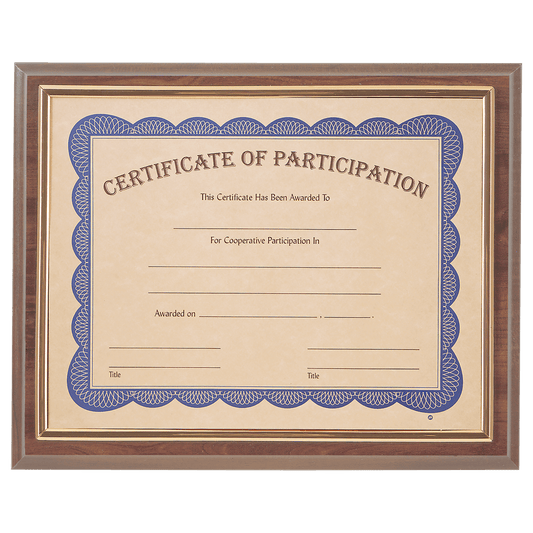 Cherry Finish Plaque with Gold Slide-In Certificate Frame