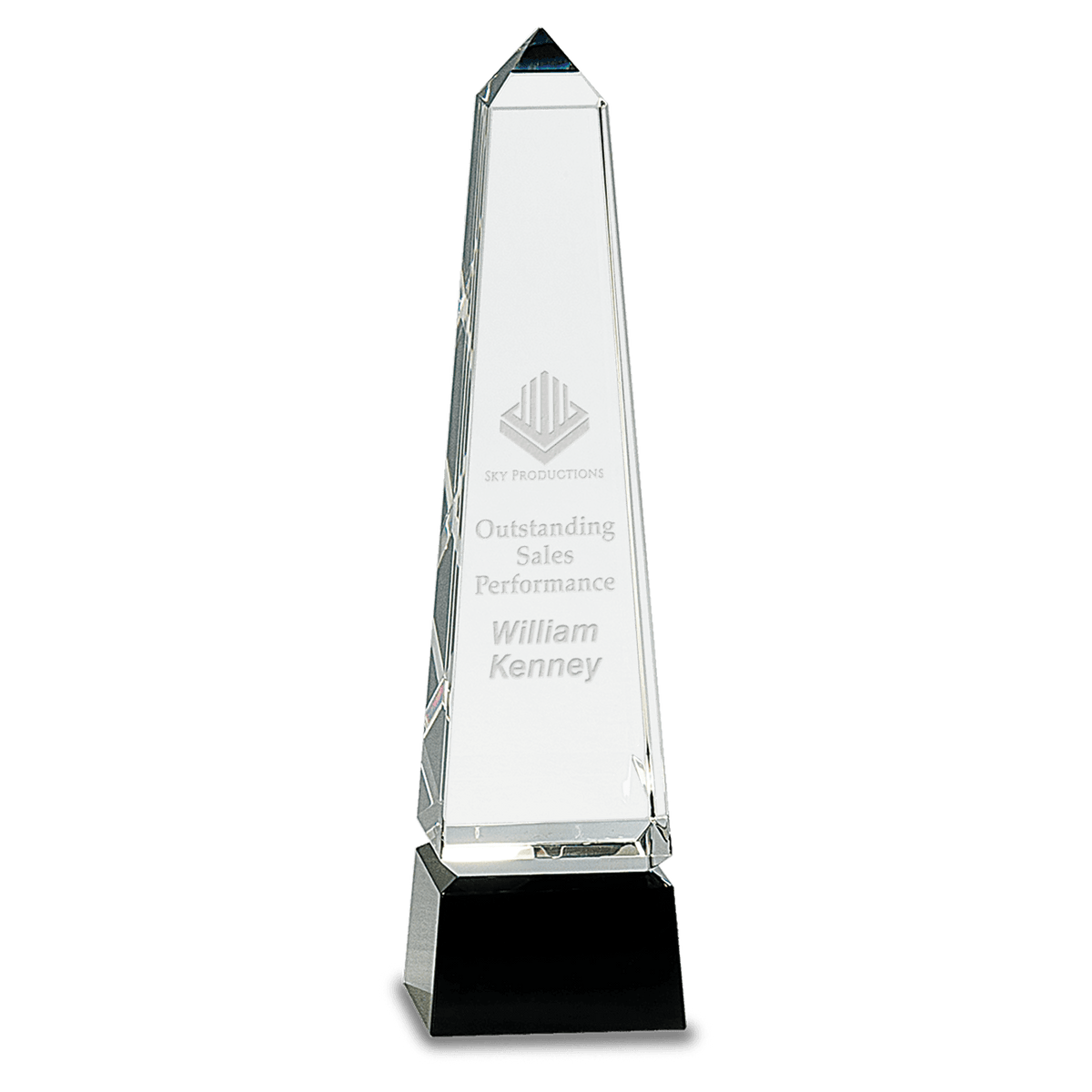 10" Crystal Obelisk on a Black Crystal Base