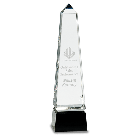 10" Crystal Obelisk on a Black Crystal Base