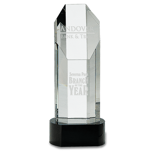 9 3/4" Crystal Octagon Slant-Top Tower on Black Crystal Base