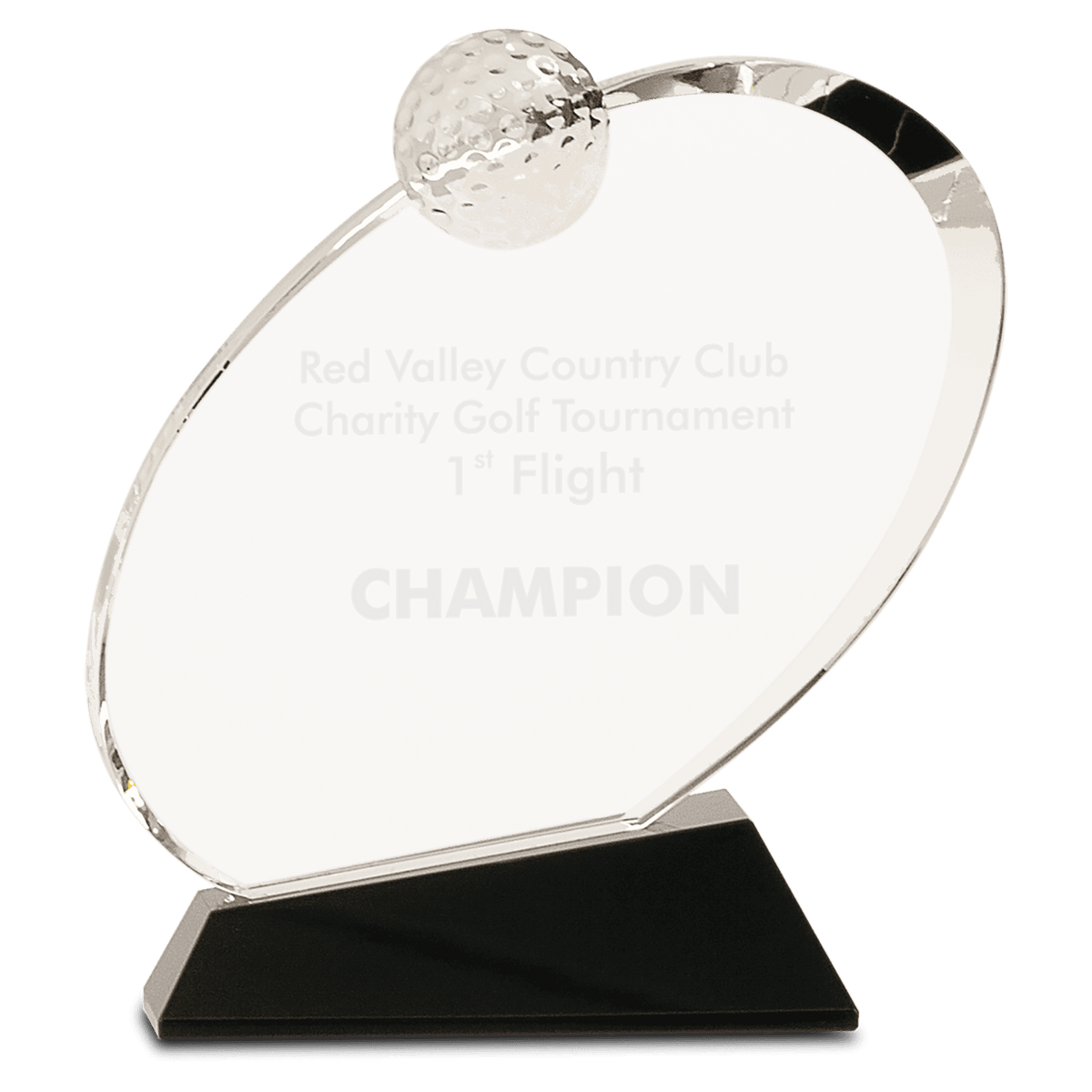 Crystal Golf Award on Black Crystal Base-7 1/4"
