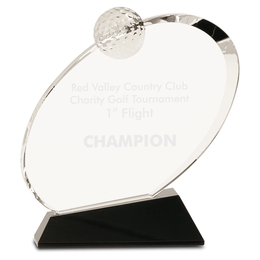 Crystal Golf Award on Black Crystal Base-7 1/4"