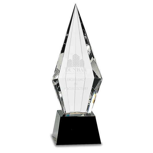 9 1/2" Crystal Faceted Obelisk on a Black Crystal Base