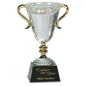10" Crystal Cup with Gold Metal Handles on Solid Marble Base