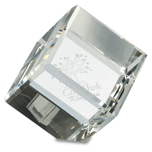 4 1/2" Crystal Cube Paperweight