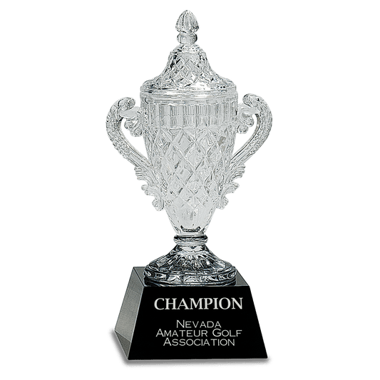 10 3/4" Crystal Cup on a Black Crystal Base