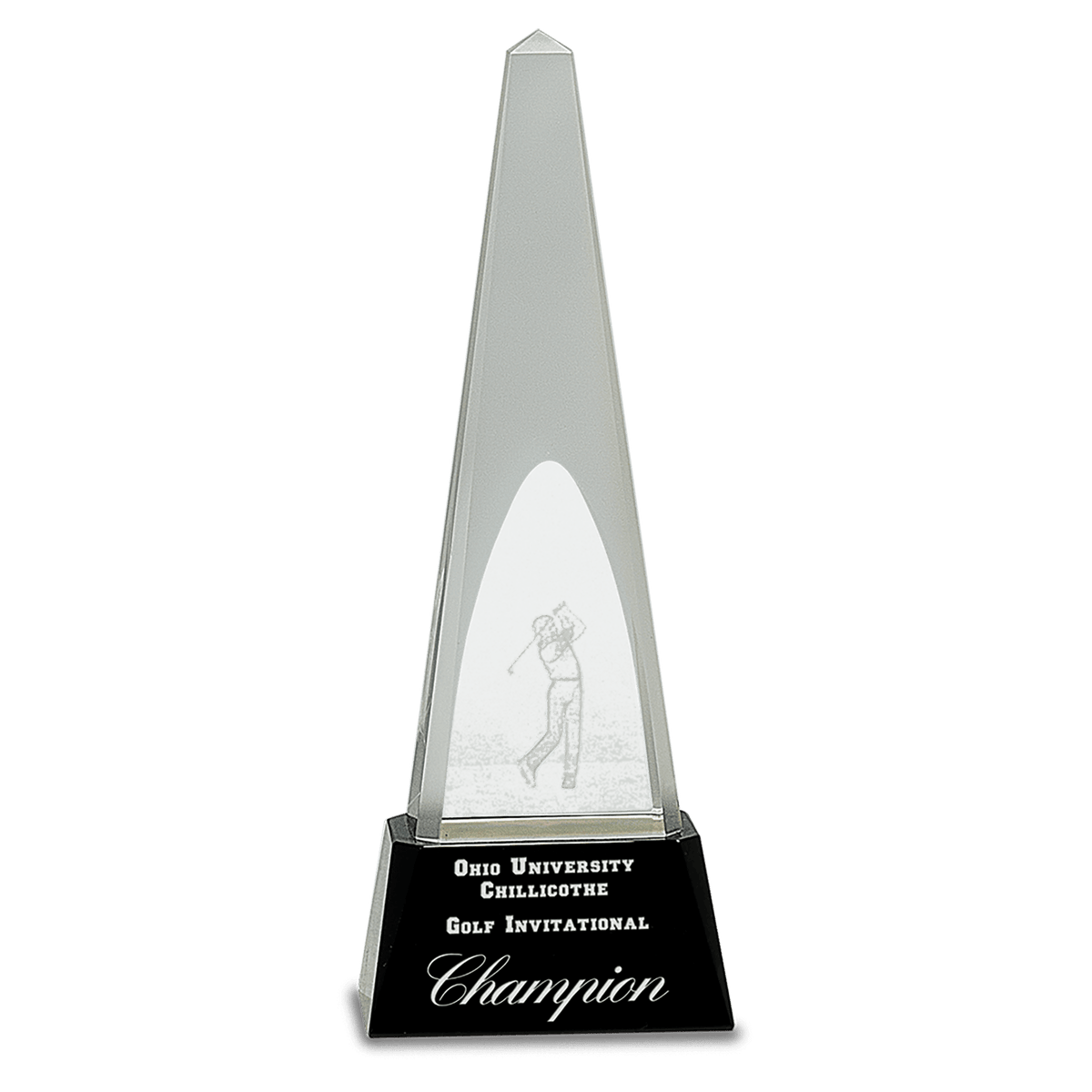10 1/4" Crystal 3D Golf Spire on a Black Crystal Base