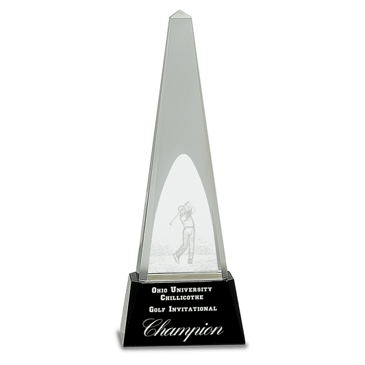 10 1/4" Crystal 3D Golf Spire on a Black Crystal Base