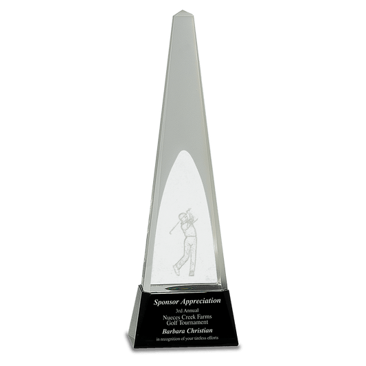 11 1/2" Crystal 3D Golf Spire on a Black Crystal Base