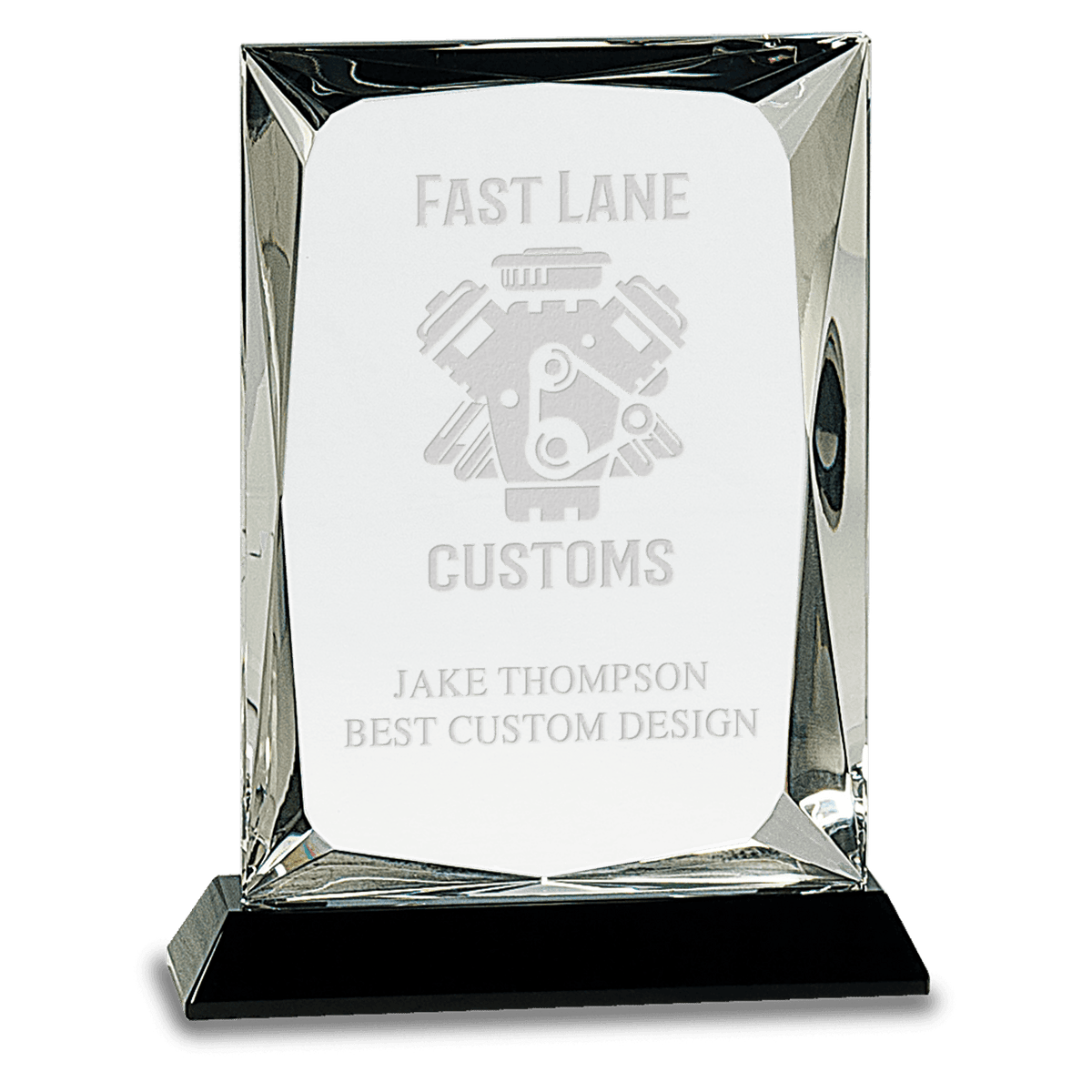 7" Crystal Facet Rectangle on a Black Crystal Base