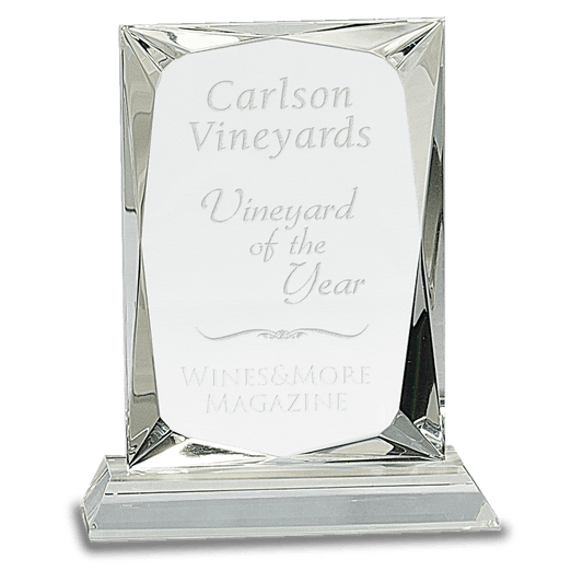 6 1/4" Crystal Facet Rectangle on a Clear Crystal Base