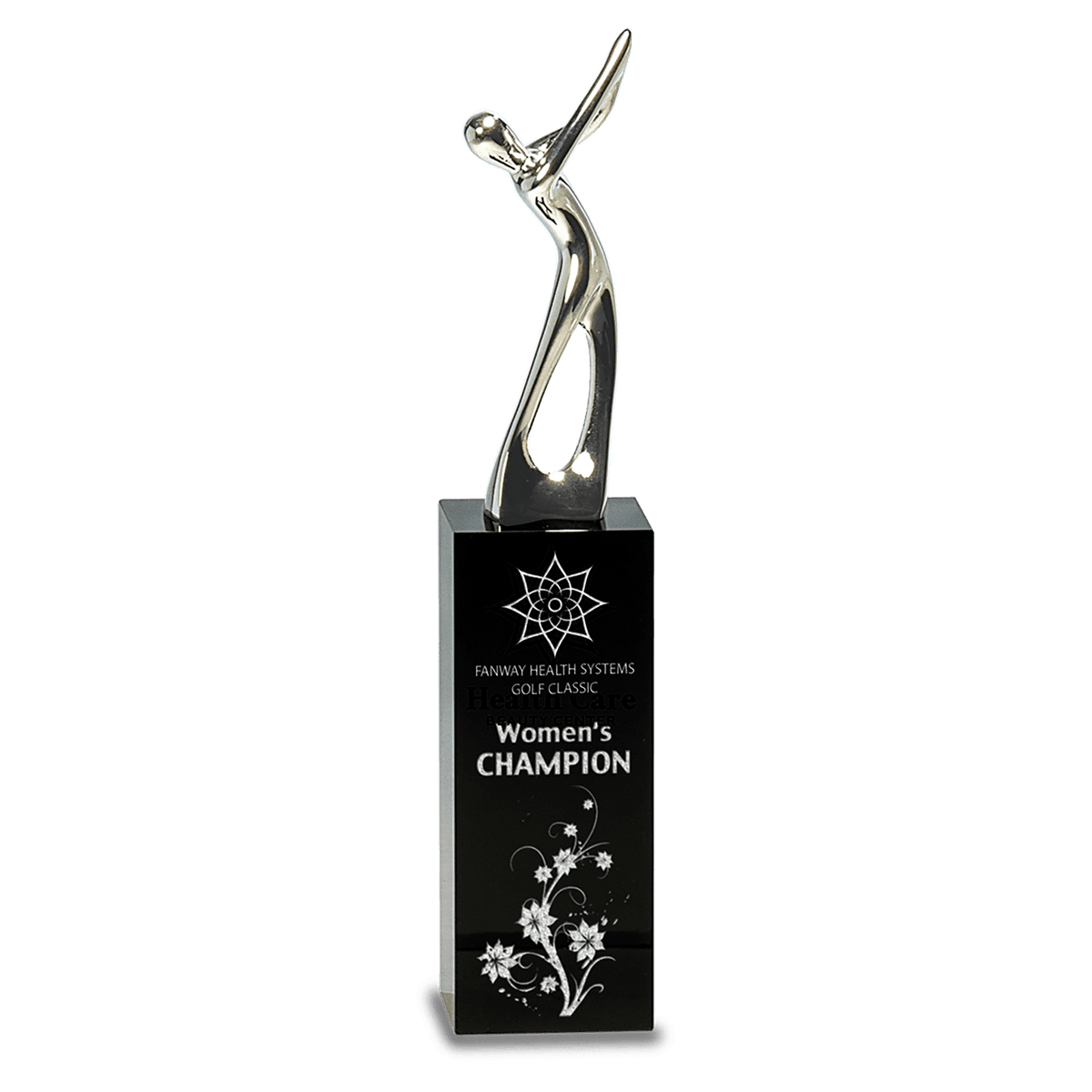 Black Crystal with Silver Metal Golfer-9 1/2"