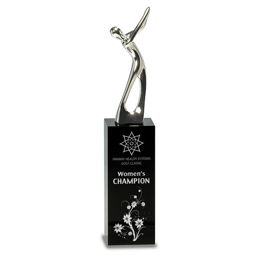 Black Crystal with Silver Metal Golfer-9 1/2"