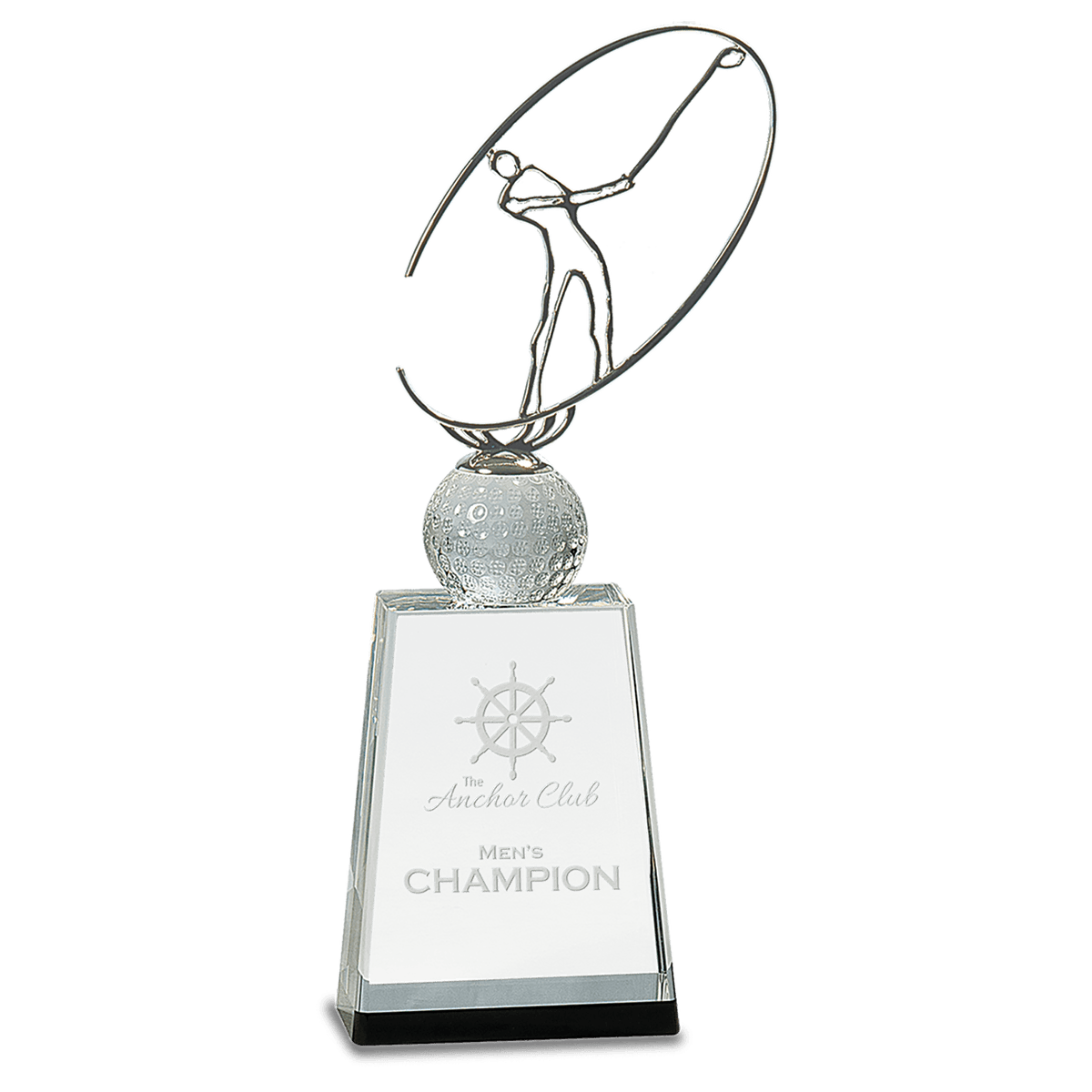 Crystal with Silver Metal Golfer Award-12"