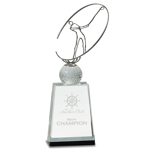 Crystal with Silver Metal Golfer Award-12"