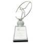 11" Silver Metal Golfer Silhouette on a Crystal Golf Ball & Base