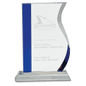 8 1/4" Crystal with Blue Edge on a Clear Crystal Base
