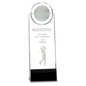 Crystal Golf Ball Tower Award with 3-D Golfer-9 1/2"