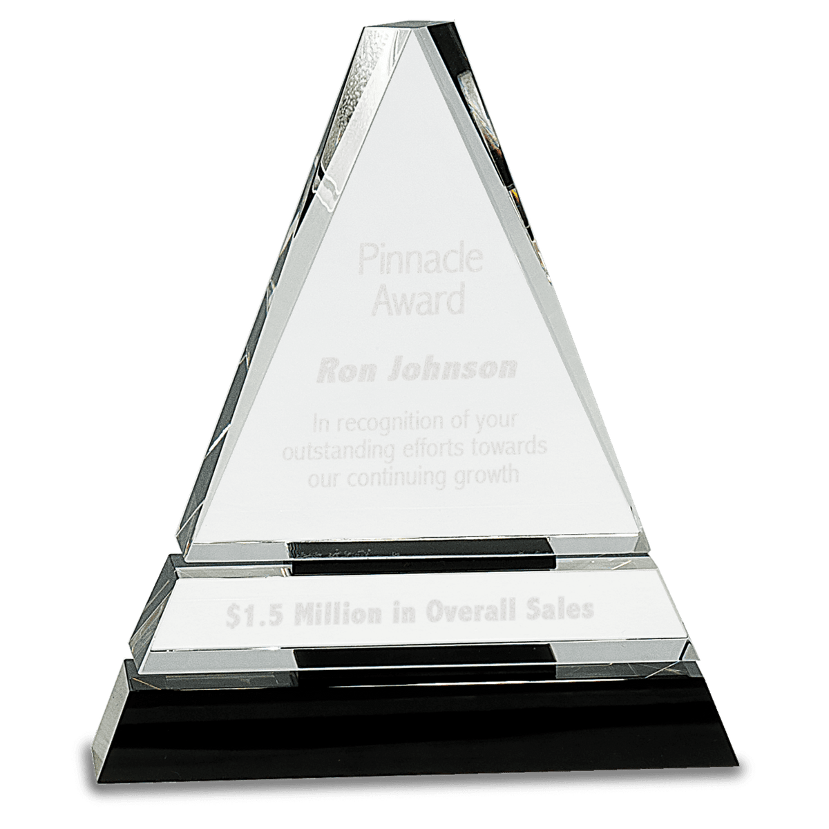 7 3/4" Crystal Triangle on a Black Crystal Base