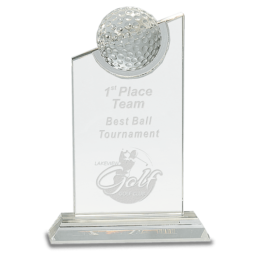 Crystal Golf Ball Peak Award-8"