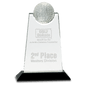 Crystal Golf Ball Inset Award on a Black Base
