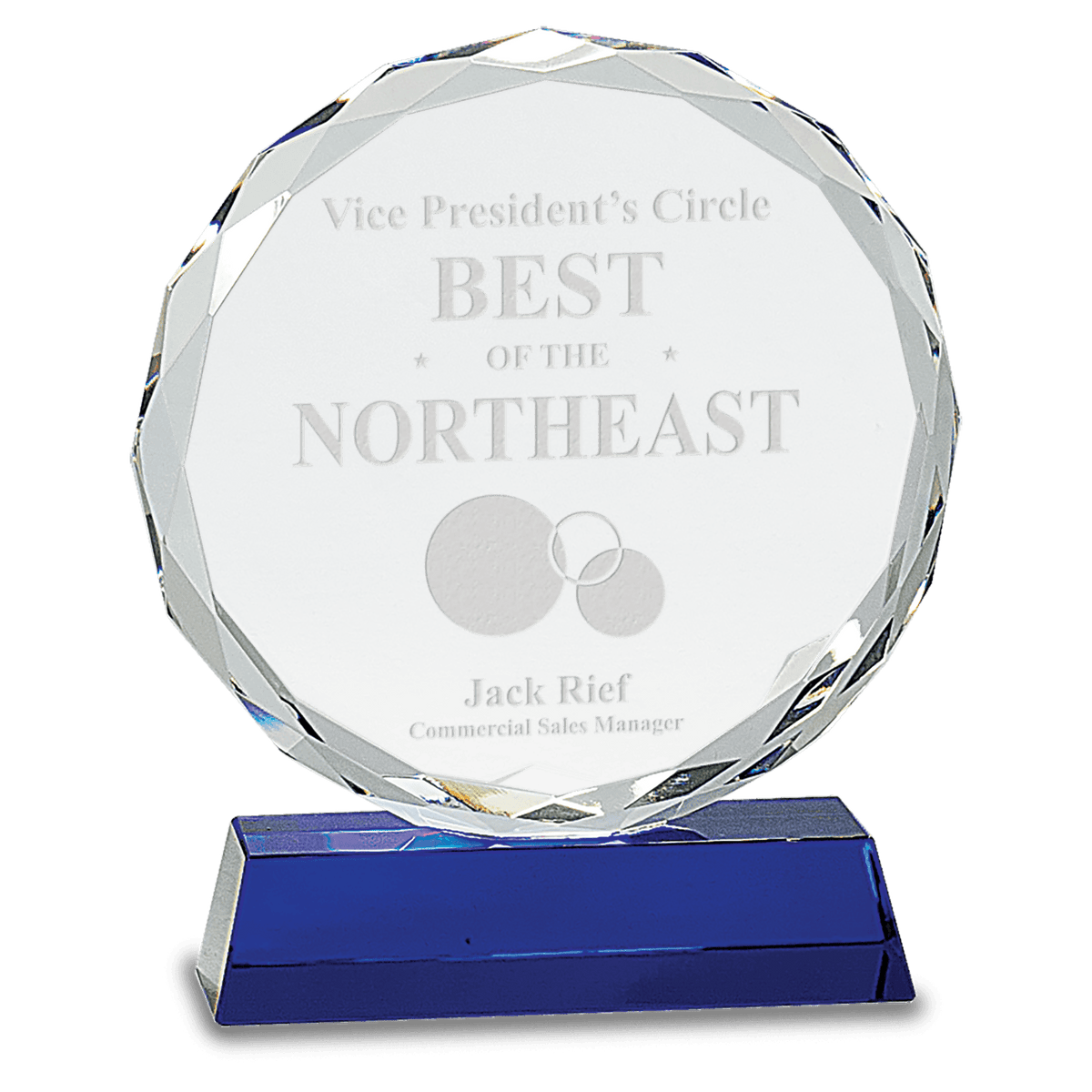 7" Crystal Round Facet on a Blue Crystal Base