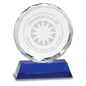 6" Crystal Round Facet on a Blue Crystal Base