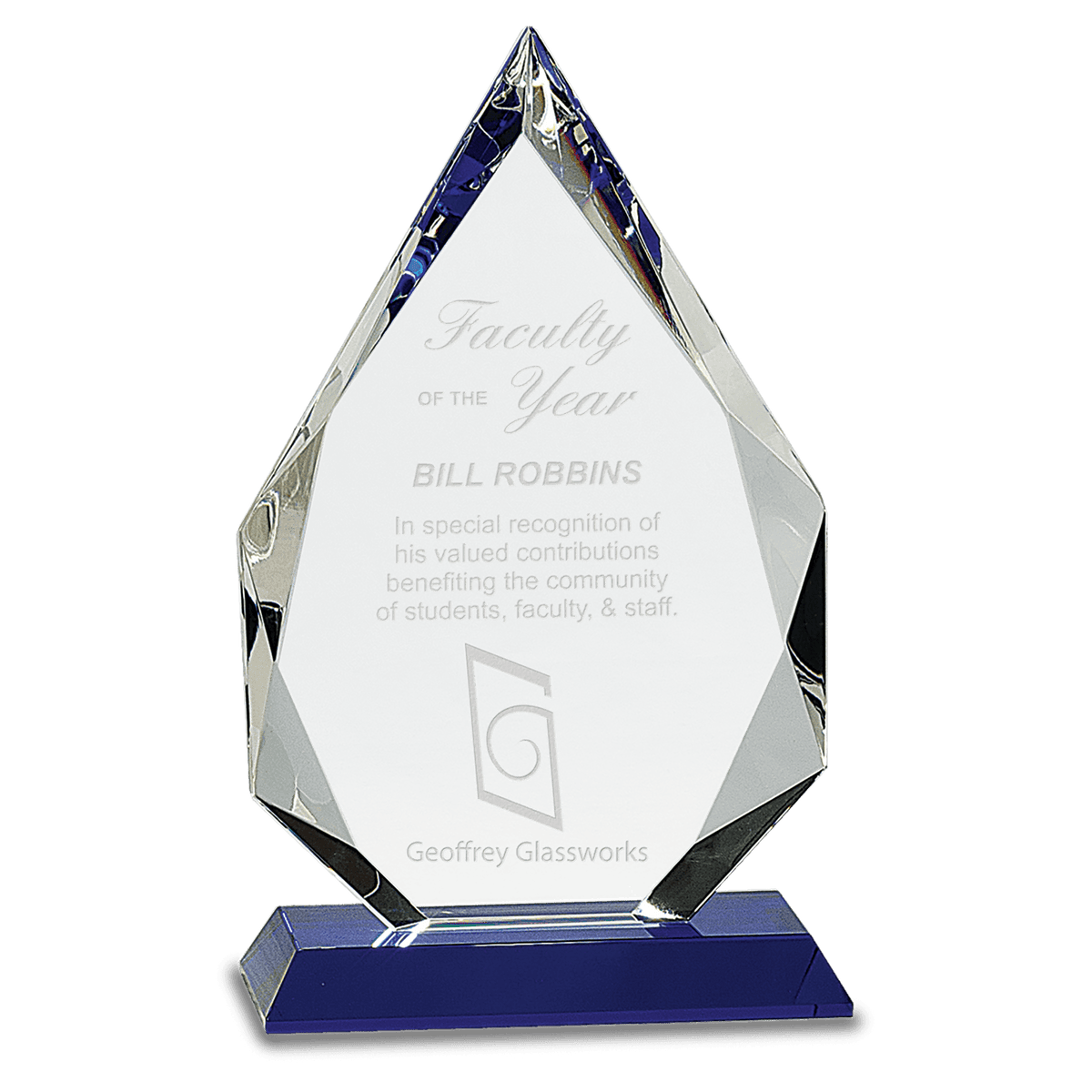 10" Crystal Diamond on a Blue Crystal Base