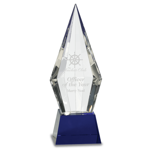 9 1/2" Crystal Faceted Obelisk on a Blue Crystal Base