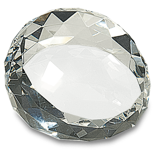 2 1/2" Crystal Round Faceted Paperweight