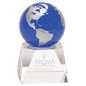 6 1/2" Blue Crystal Globe on a Clear Crystal Base