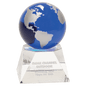 5" Blue Crystal Globe on a Clear Crystal Base