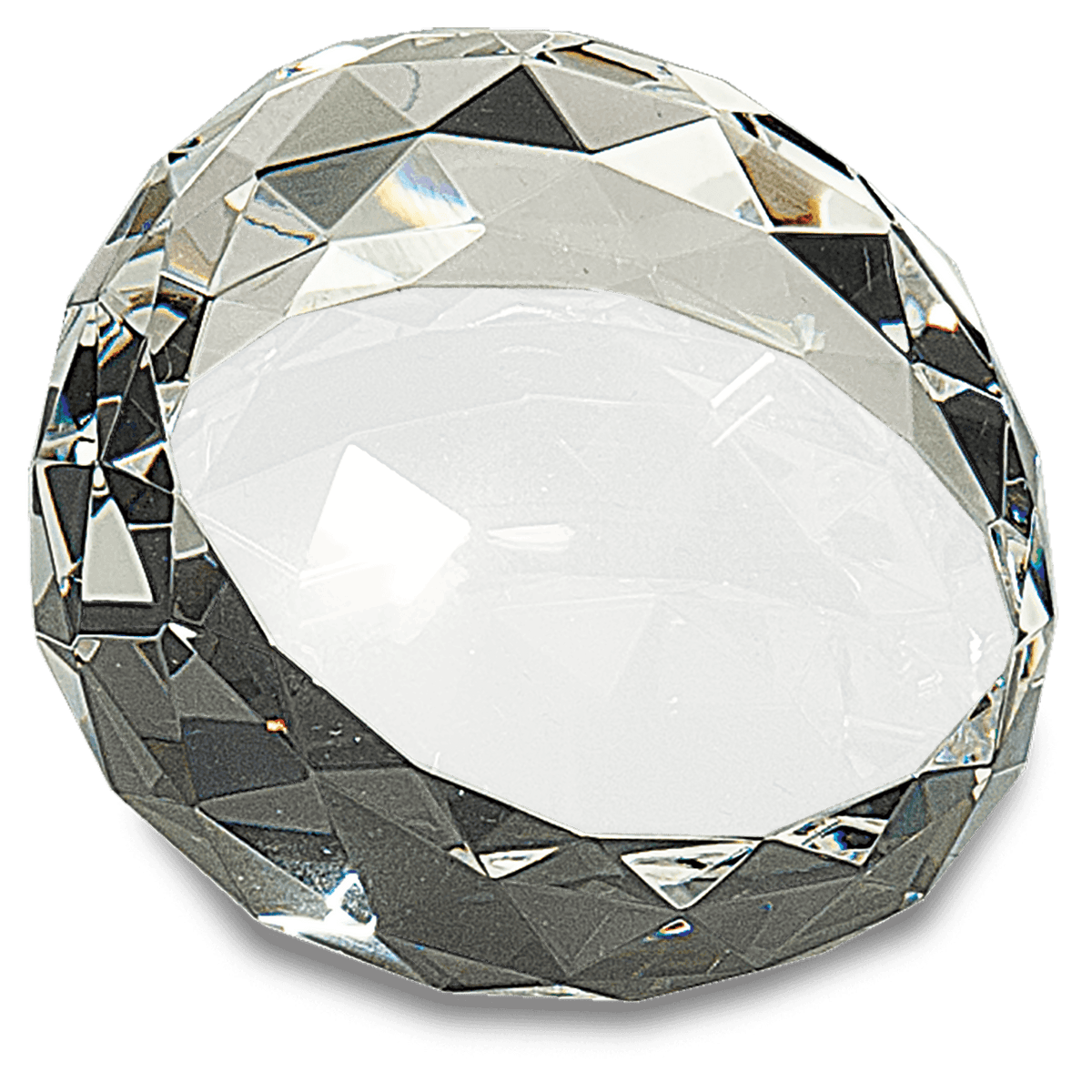 3 1/2" Crystal Round Faceted Paperweight