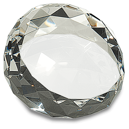 3 1/2" Crystal Round Faceted Paperweight