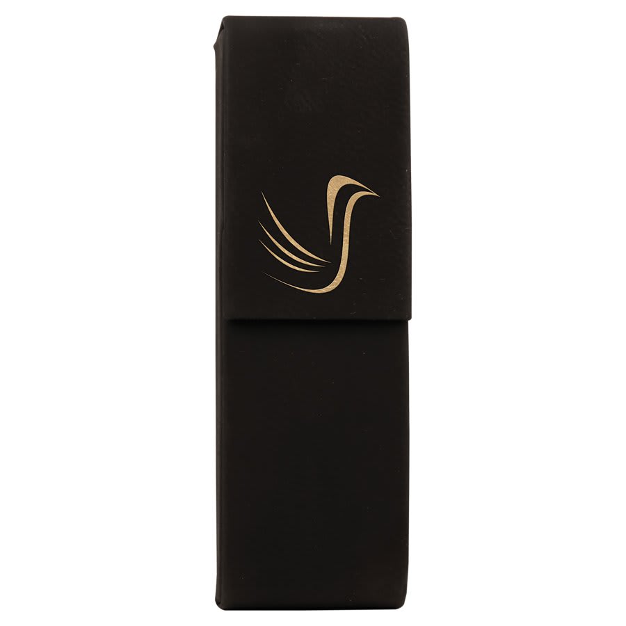 Black/Gold Leatherette Double Pen Case