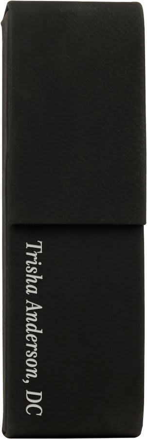 Black/Silver Leatherette Double Pen Case