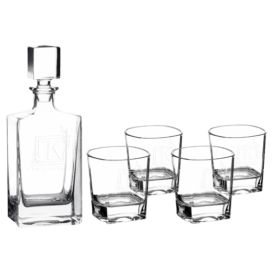 Polar Camel Rectangle Glass Decanter Set