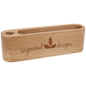 5 1/4" Beech Wood Business Card and Pen Holder