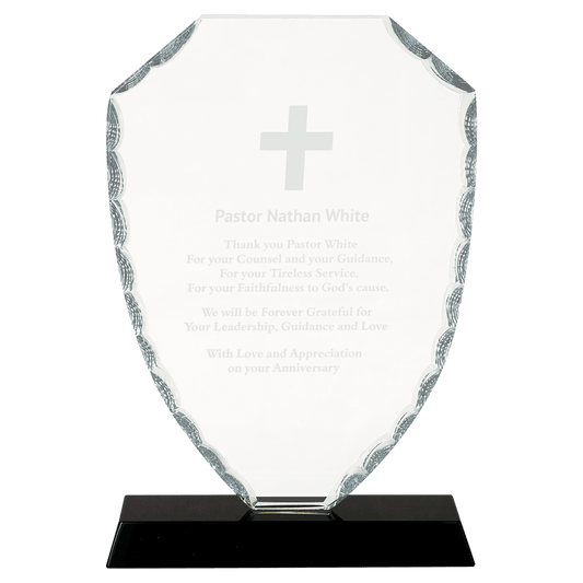 8 1/4" Shield Facet Glass on a Black Crystal Base