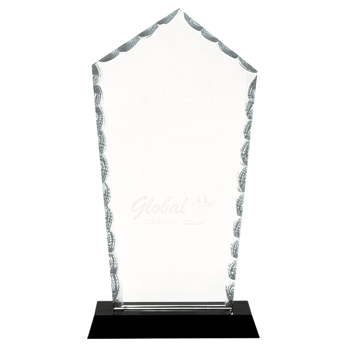 9 3/4" Diamond Facet Glass on a Black Crystal Base